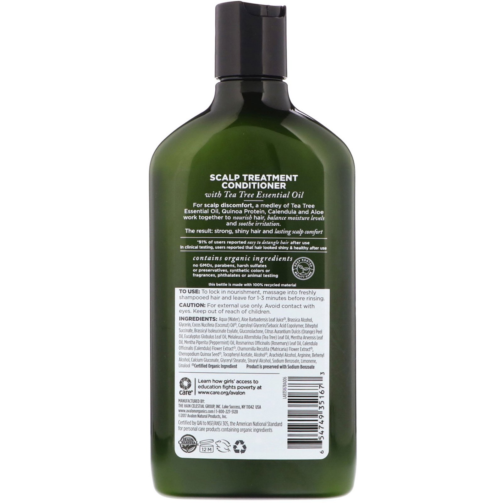 Avalon Organics, Condicionador, Tratamento do Chá para Couro Cabeludo, 11 oz (312 g) - Imagem 2
