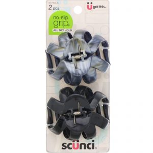 Scunci, Prendedores estilo piranha No Slip Grip, mantêm os cabelos presos o dia todo, 2 peças