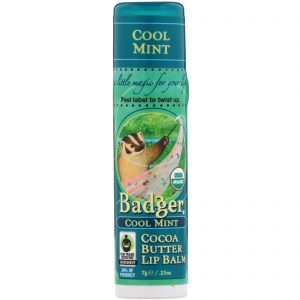 Badger Company, Balm para os Lábios Manteiga de Cacau, Cool Mint, 0,25 oz (7 g)