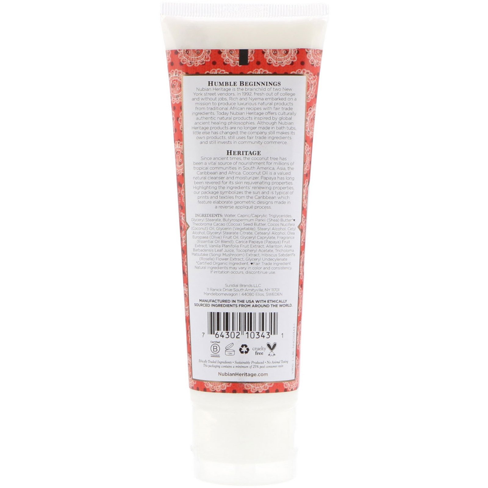 Nubian Heritage, Creme para as Mãos, Coco e Mamão-Papaia, 118 ml (4 fl oz) - Imagem 2