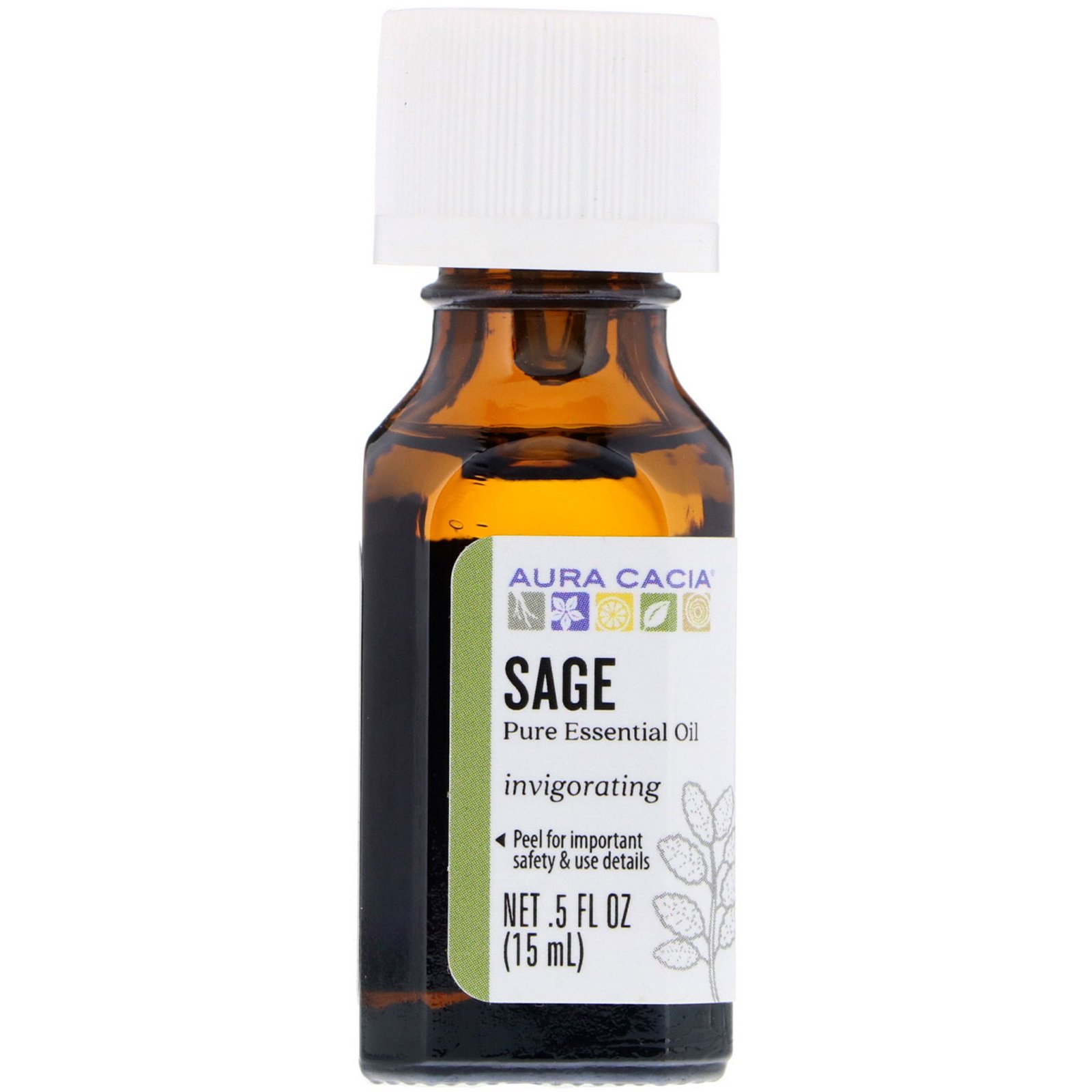 Aura Cacia, Pure Essential Oil, Sage, .5 fl oz (15 ml)