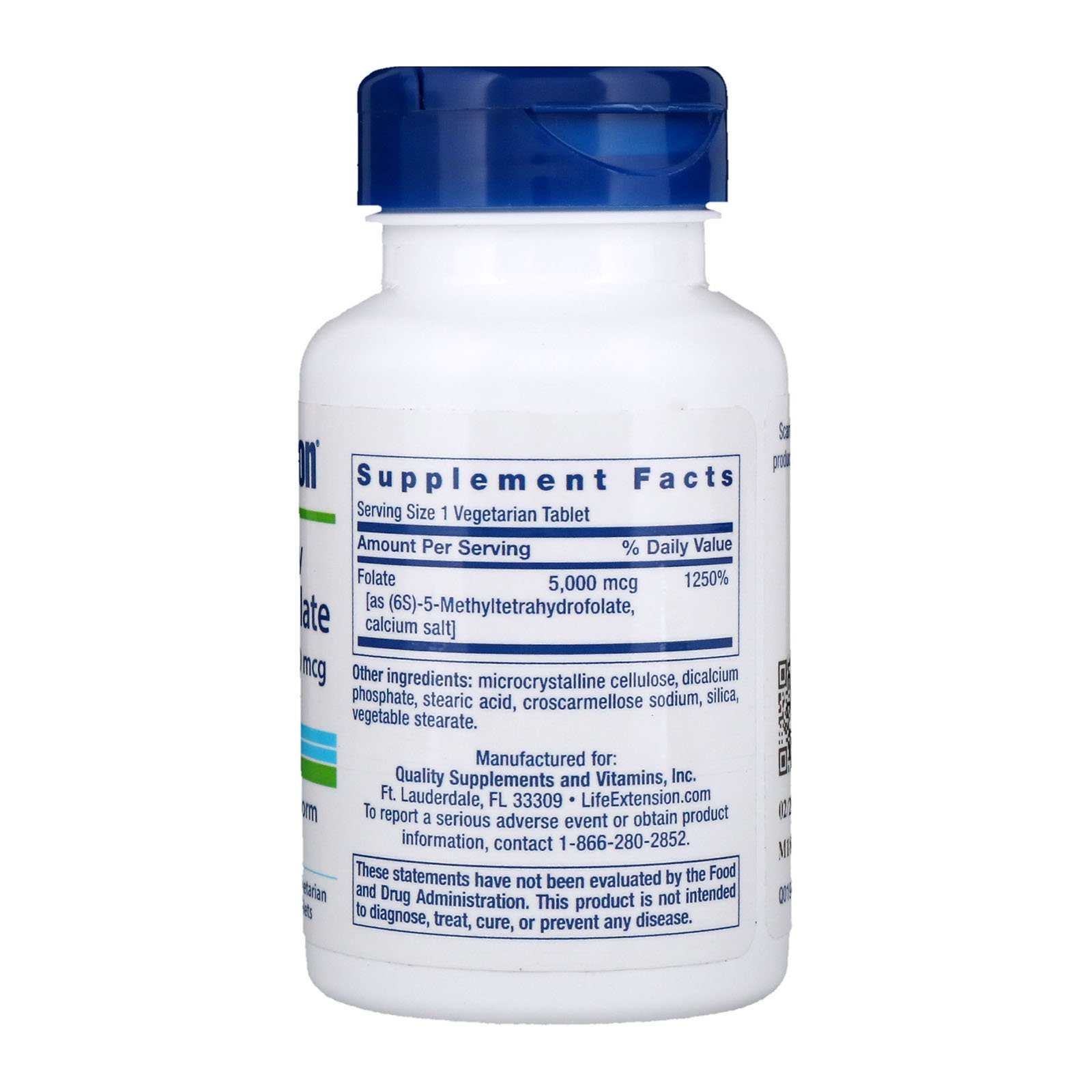 Life Extension, Folato Otimizado de Alta Potência, 5.000 mcg, 30 Comprimidos Vegetais - Imagem 2