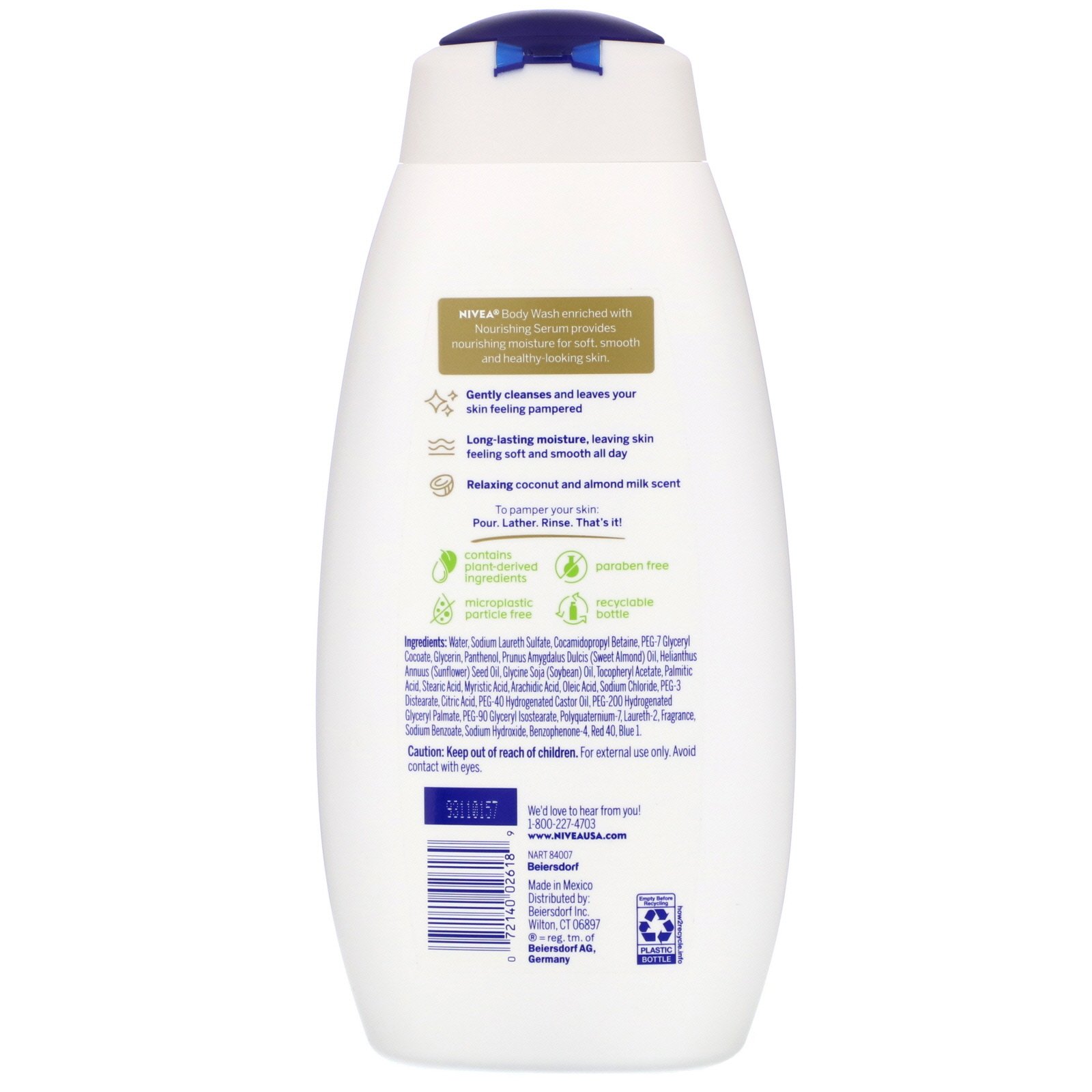 Nivea, Pampering Body Wash, Coconut and Almond Milk, 20 fl oz (591 ml) - Imagem 2