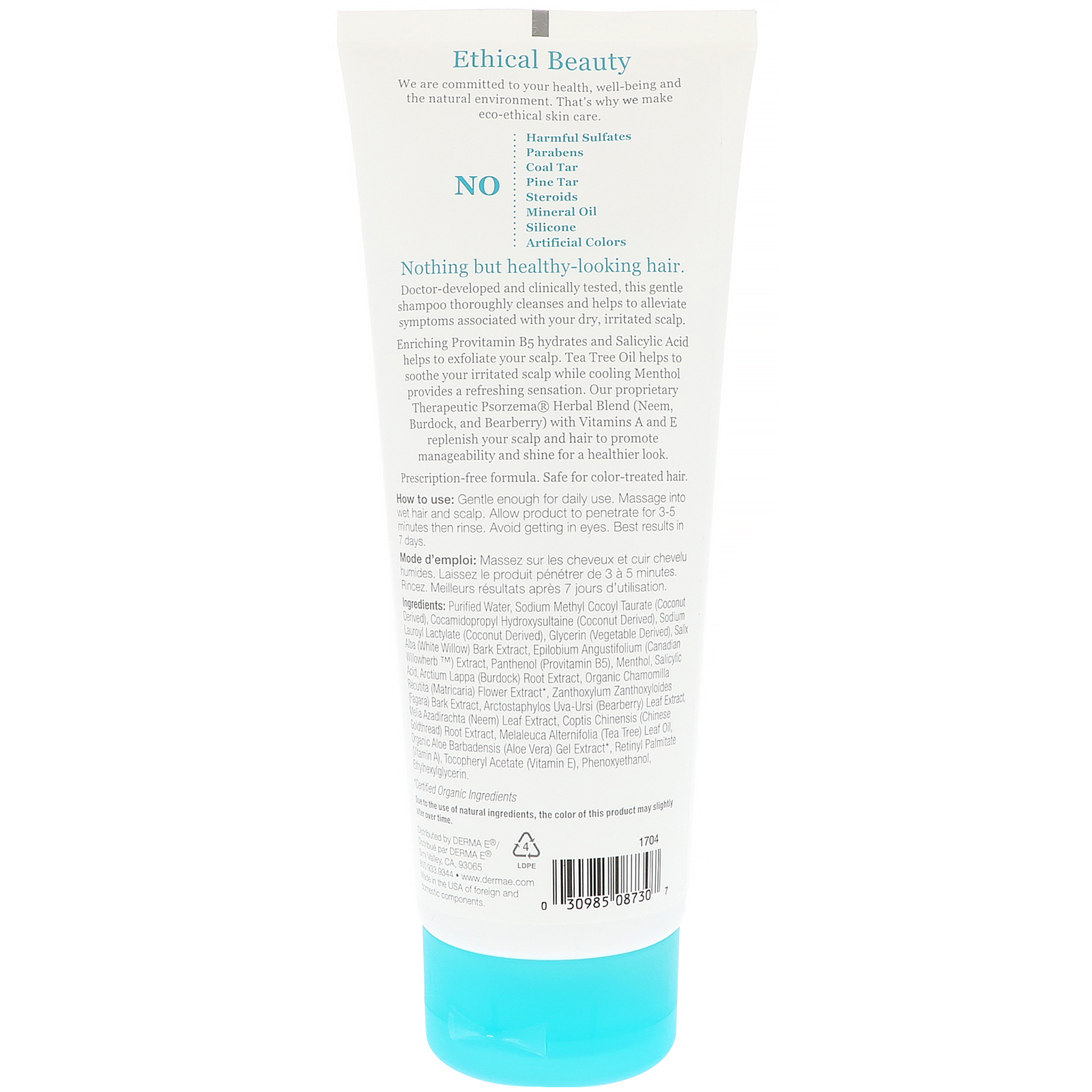 Derma E, Xampu Alívio do Couro Cabeludo, 8 fl oz (236 ml) - Imagem 2