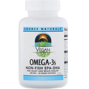 Source Naturals, Ômega-3S Vegano, EPA-DHA não de peixe, 300 mg, 60 Softgels Veganos