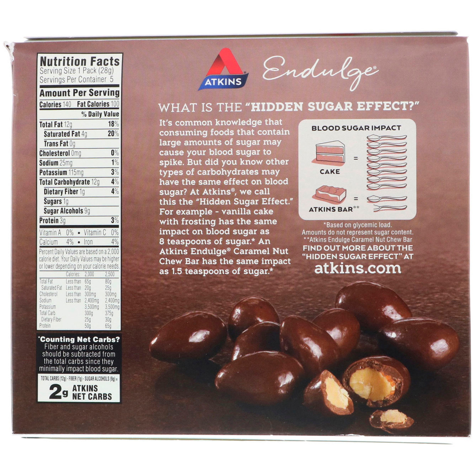 Atkins, Endulge, Amêndoas com Cobertura de Chocolate, 5 pacotes, 1 oz (28 g), cada - Imagem 2