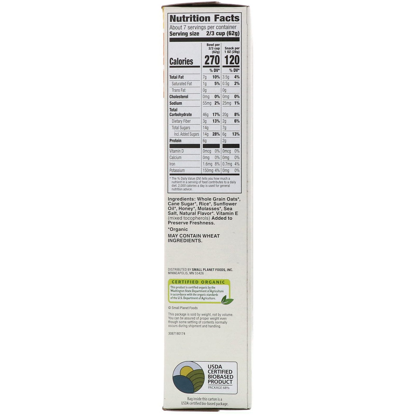 Cascadian Farm, Cereal orgânico de aveia e mel com granola, 16 oz (453 g) - Imagem 2