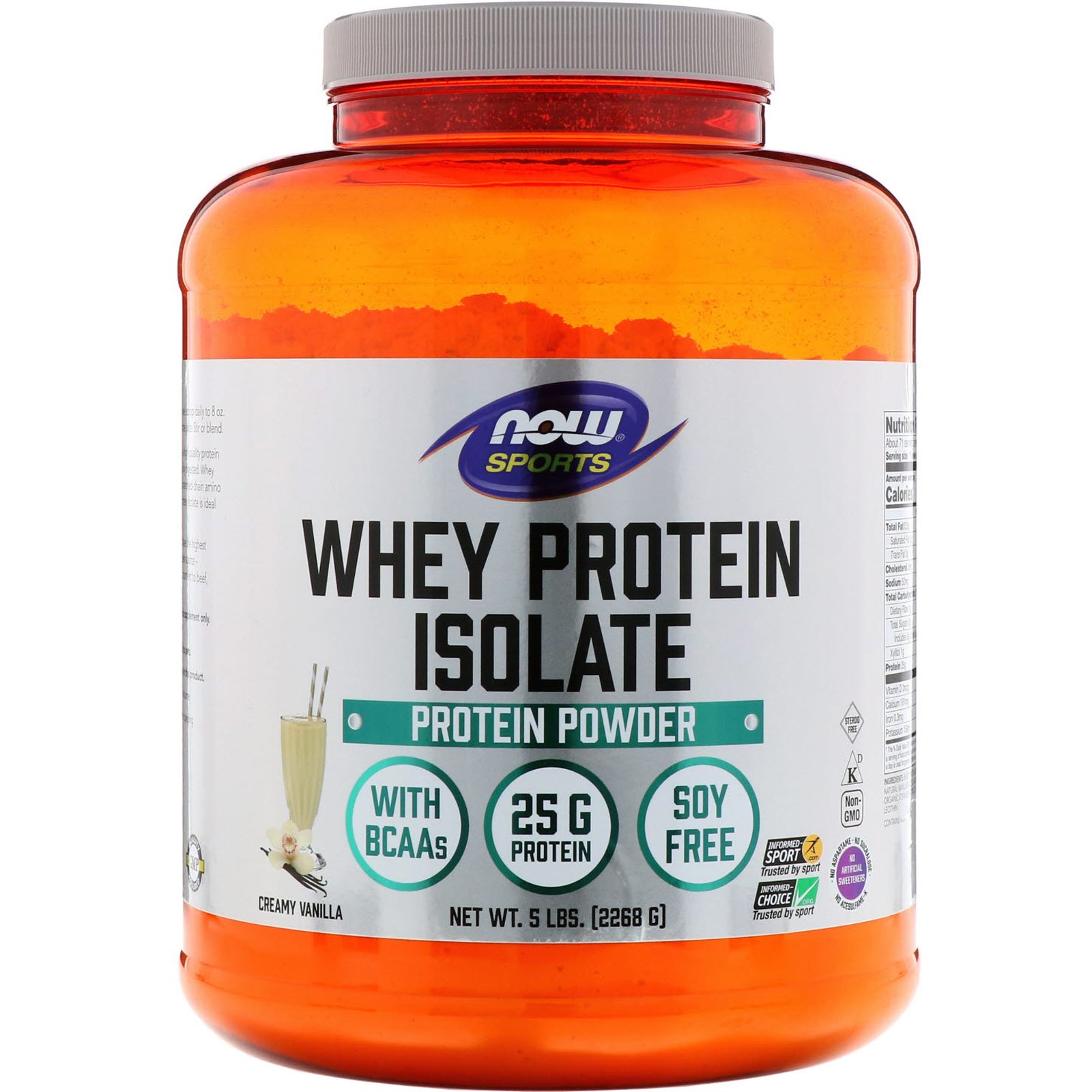 Now Foods, Sports, Isolado proteico de soro de leite, Baunilha cremosa, 2.268 g (5 lbs.)