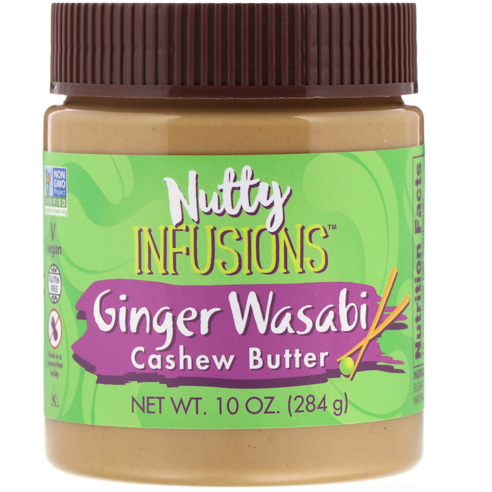 Now Foods, Ellyndale Naturals, Infusões de Castanhas, Manteiga de Castanha-de-Caju com Gengibre e Wasabi, 10 oz (284 g)