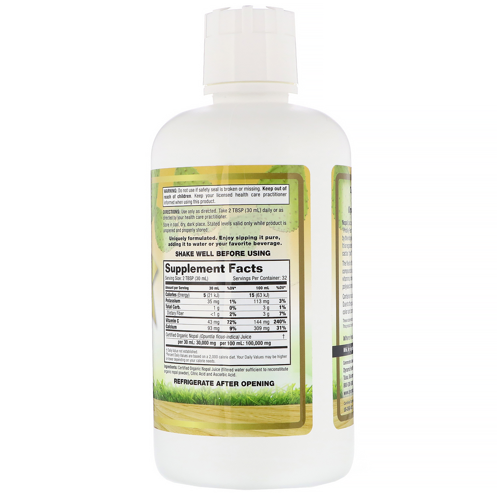 Dynamic Health Laboratories, Nopal Gold, Suco 100% Orgânico Certificado, 946 ml (32 fl oz) - Imagem 2