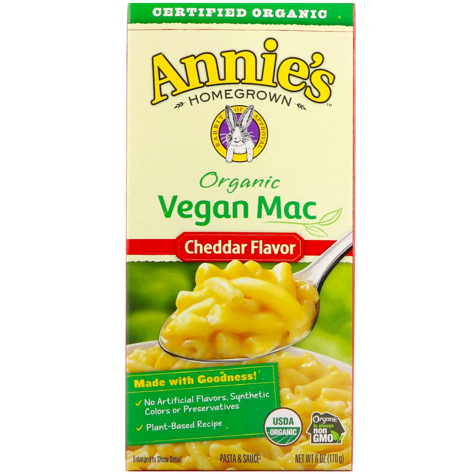 Annie's Homegrown, Macarrão Orgânico Vegano, Sabor de Cheddar, 6 oz (170 g)