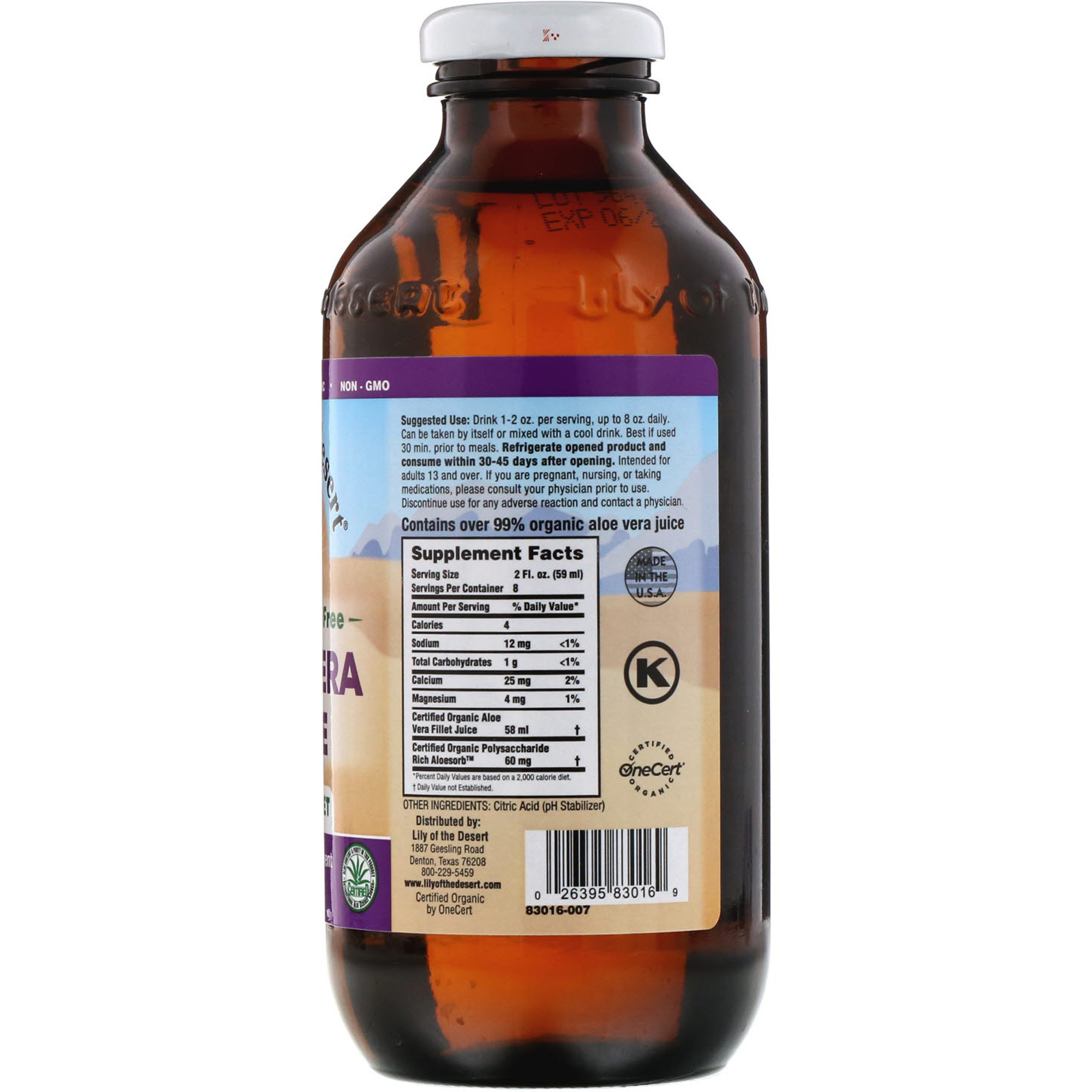 Lily of the Desert, Orgânico, Suco de Aloe Vera, Filete Interno, Sem Conservantes, 473 ml (16 fl oz) - Imagem 2