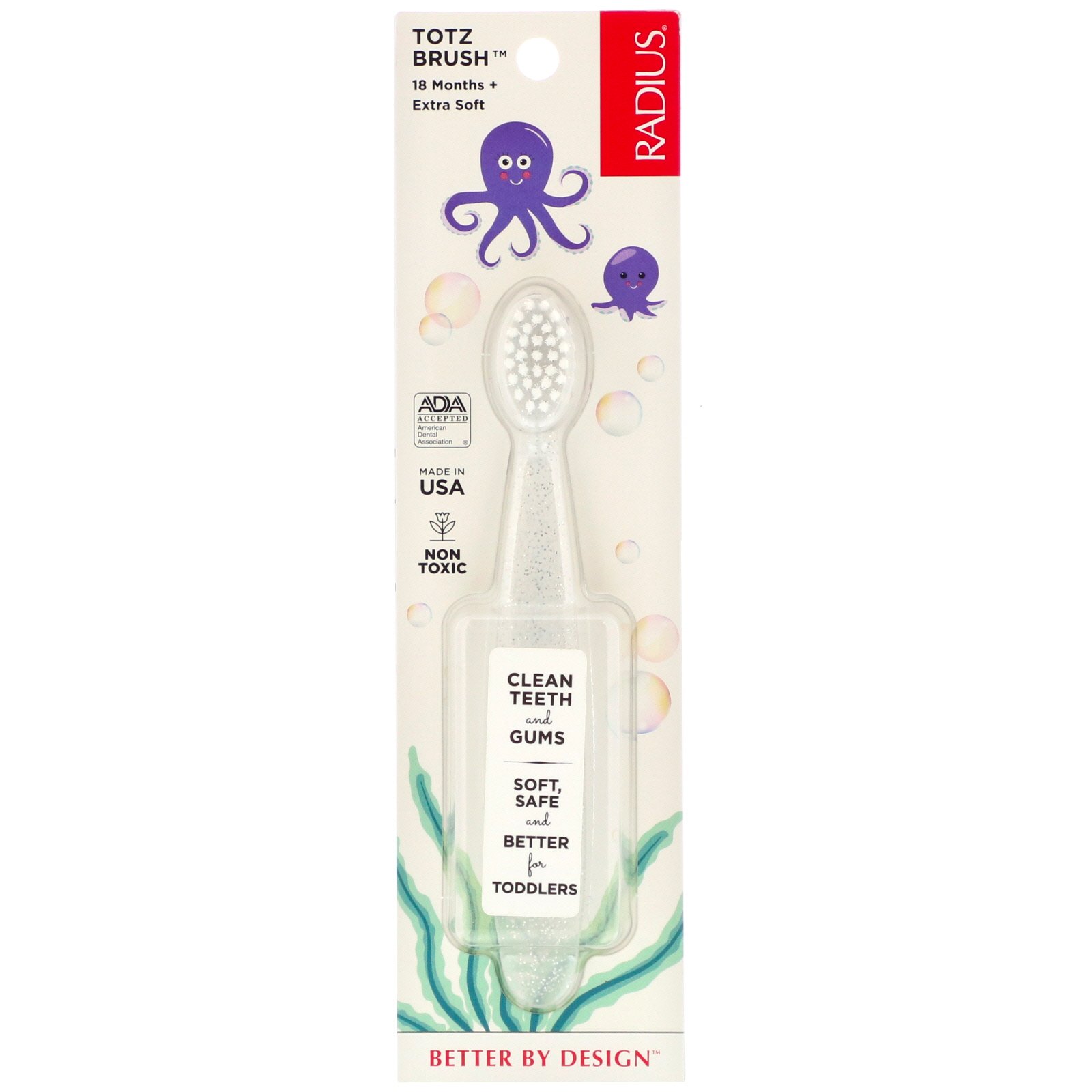 RADIUS, Escova Totz, 18 Meses+, Extramacia, Cristal, 1 Escova de Dentes - Imagem 2