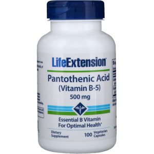 Life Extension, Ácido Pantotênico, (Vitamina B-5), 500 mg, 100 Cápsulas Vegetais