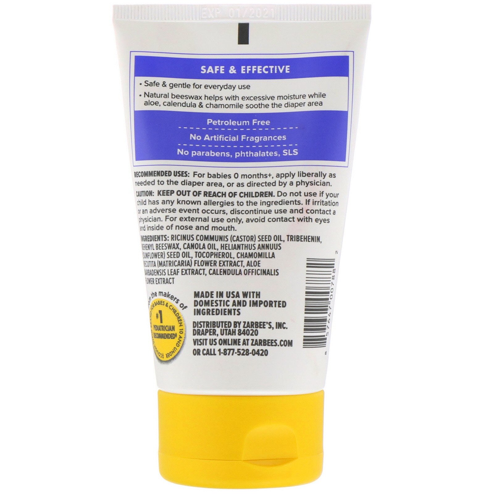 Zarbee's, Bebê, Daily Bottom Balm, 113 g (4 oz) - Imagem 2