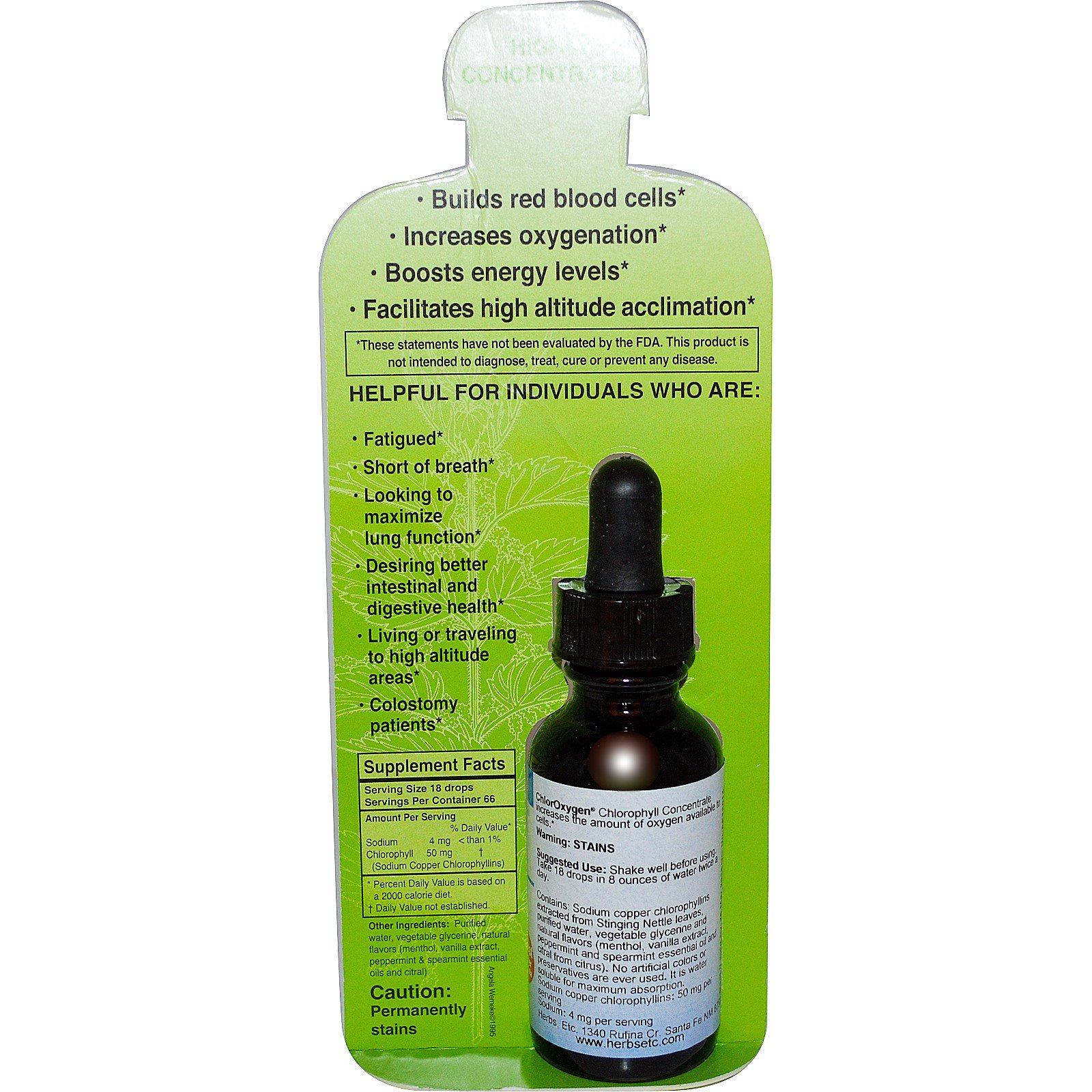 Herbs Etc., ChlorOxygen, Concentrado de Clorofila, Sem Álcool, Sabor Menta, 29,5 ml (1 fl oz) - Imagem 2