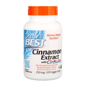 Doctor's Best, Extrato de Canela com CinSulin, 250 mg, 120 Cápsulas Vegetais