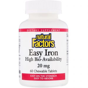 Natural Factors, Easy Iron, 20 mg, 60 Chewable Tablets
