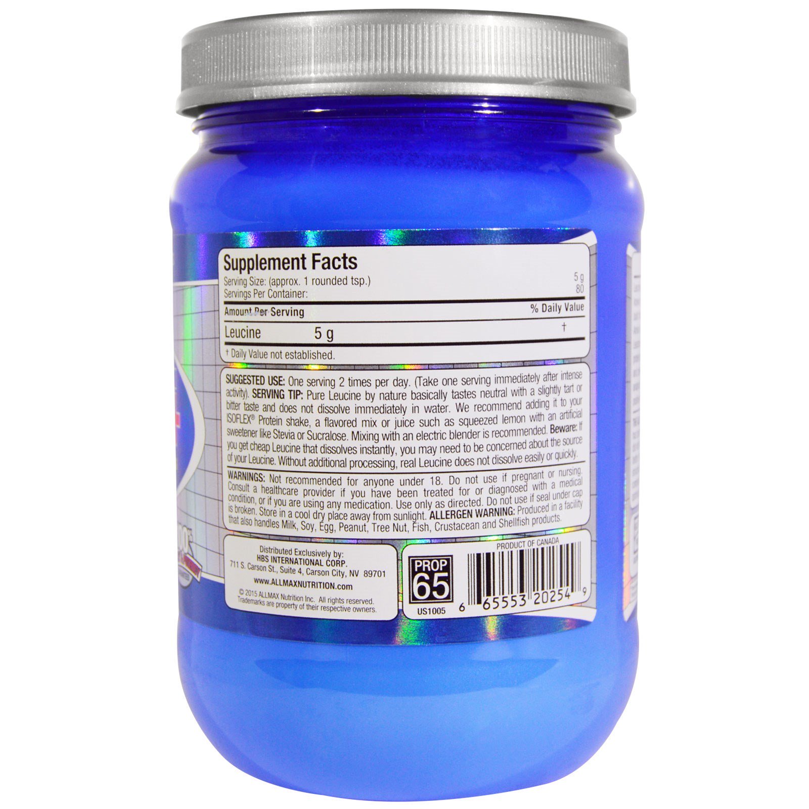 ALLMAX Nutrition, Leucina, 5.000 mg, 400 g (14,1 oz) - Imagem 2