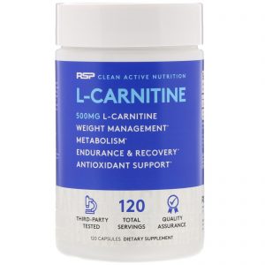 RSP Nutrition, L-Carnitina, 500 mg, 120 Cápsulas