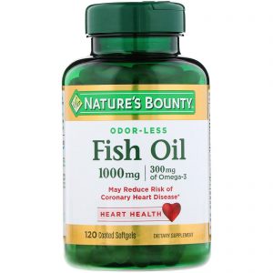 Nature's Bounty, Odorless Fish Oil, 1,000 mg, 120 Coated Softgels