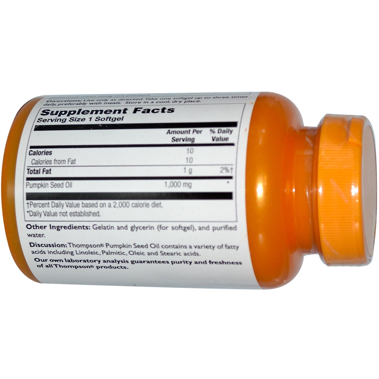 Thompson, Óleo de Semente de Abóbora, 1000 mg, 60 Cápsulas Gelatinosas - Imagem 2