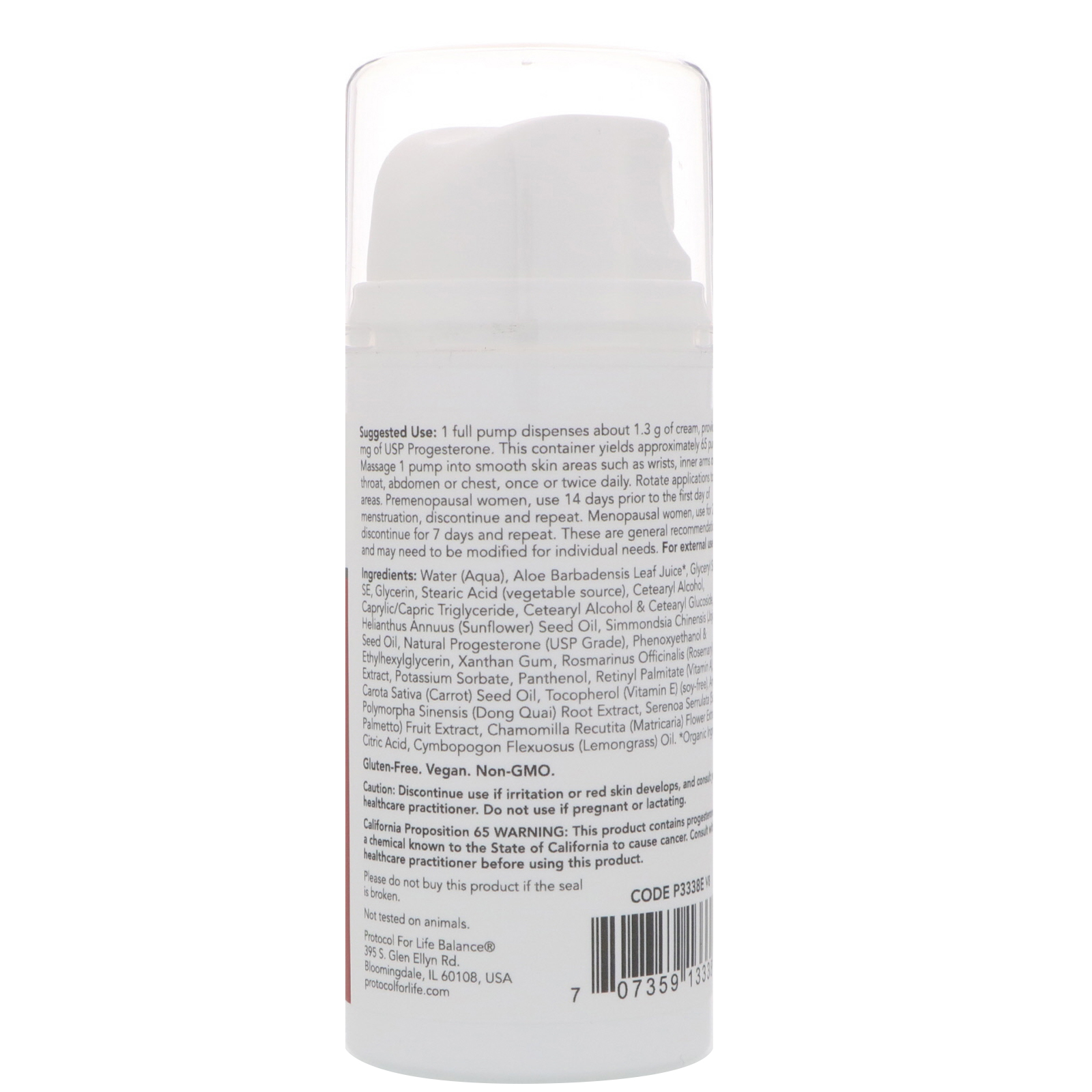 Protocol for Life Balance, Progesterona Natural, Creme Lipossomal para a Pele, Sem Fragrância, 85 g (3 oz) - Imagem 2