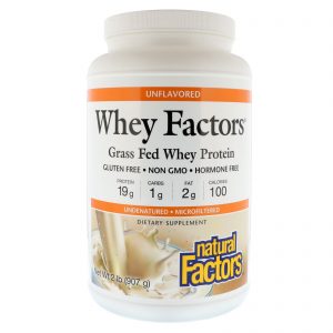 Natural Factors, Whey Factors, Proteína Whey de Gado Alimentado com Pasto, Sem sabor, 2 lbs (907 g)