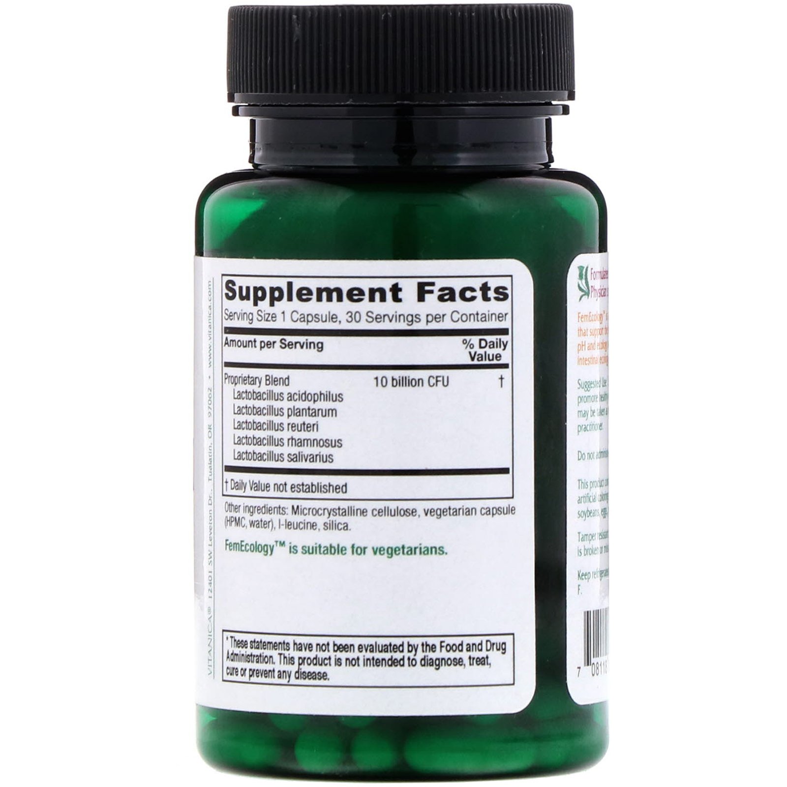 Vitanica, FemEcology, Auxílio Vaginal/Intestinal, 30 Cápsulas Vegetais - Imagem 2