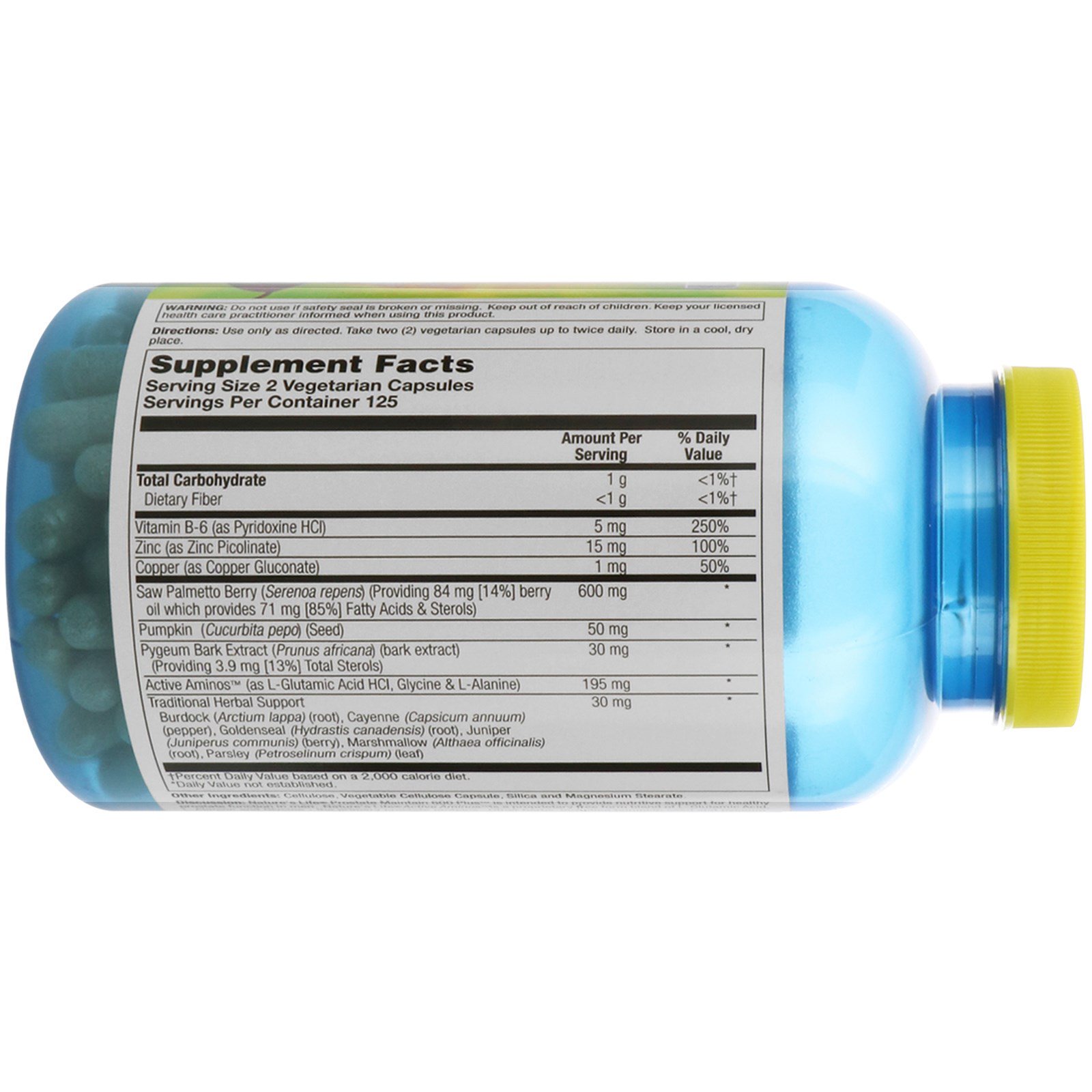 Nature's Life, Prostate Maintain 600 Plus, 250 Cápsulas Vegetarianas - Imagem 2