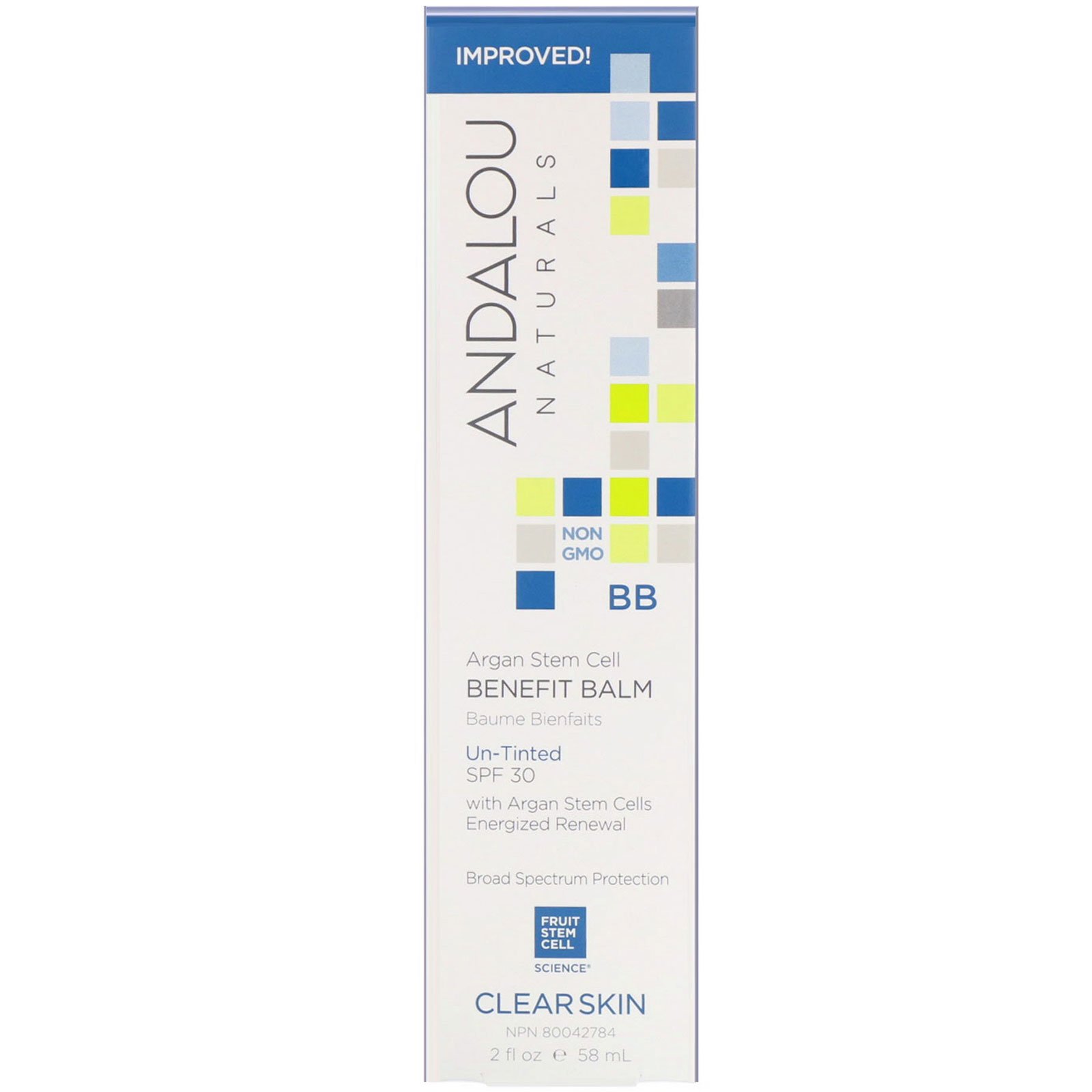 Andalou Naturals, BB Argan Stem Cell Benefit Balm, Clear Skin, SPF 30, Un-Tinted, 2 fl oz (58 ml) - Imagem 2
