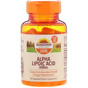Sundown Naturals, Ácido Alfalipoico, 600 mg, 60 Cápsulas