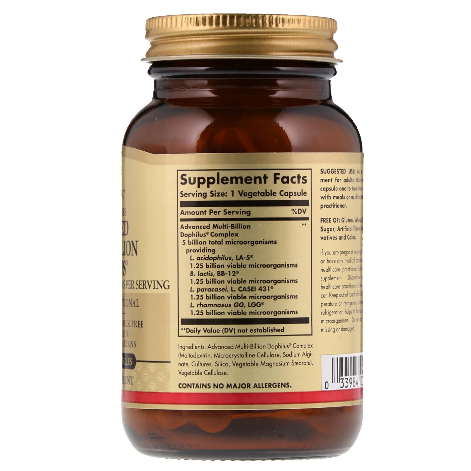 Solgar, Advanced Multi-Billion Dophilus, 60 Cápsulas Vegetais - Imagem 2