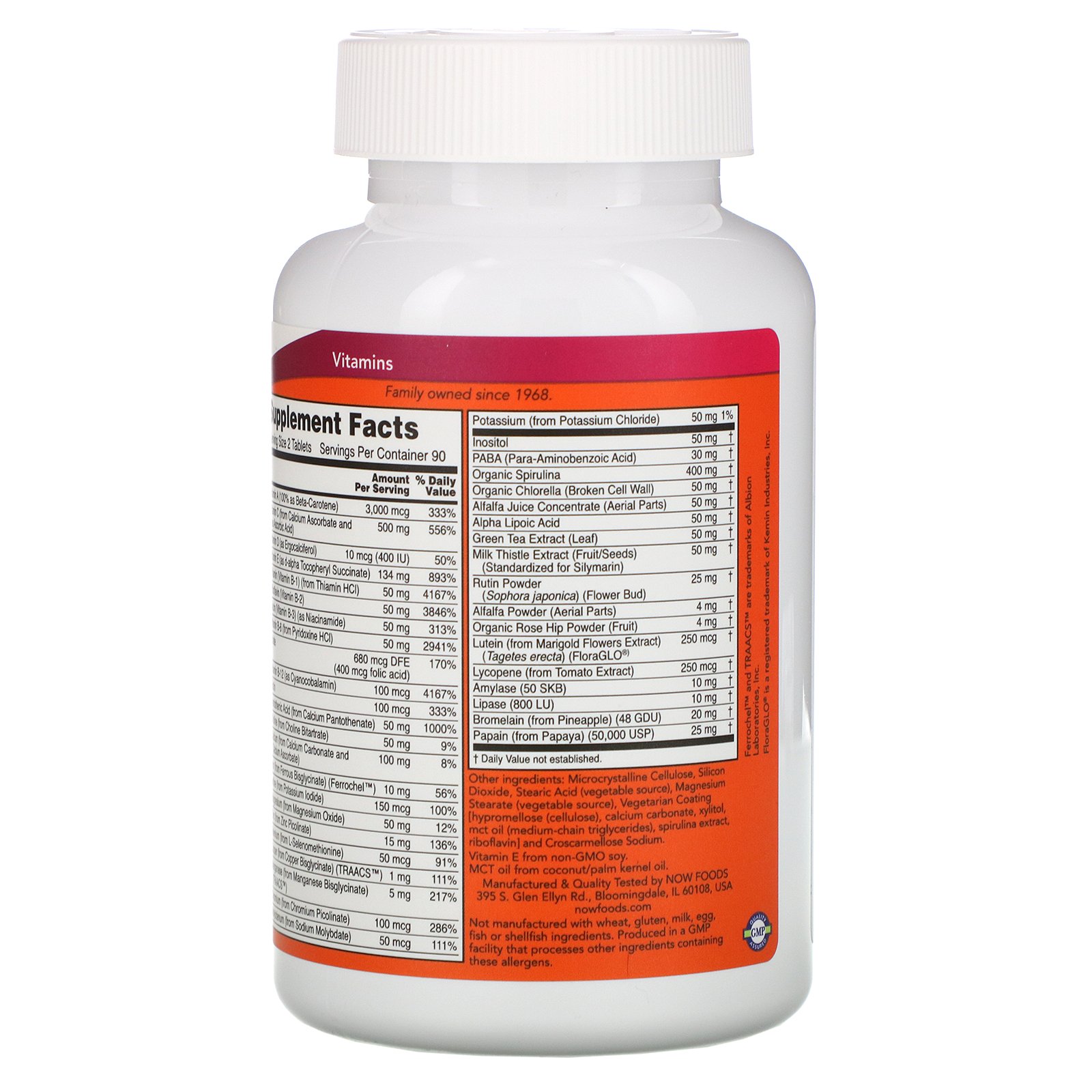Now Foods, Special Two, Multivitamínico, 180 Comprimidos - Imagem 3