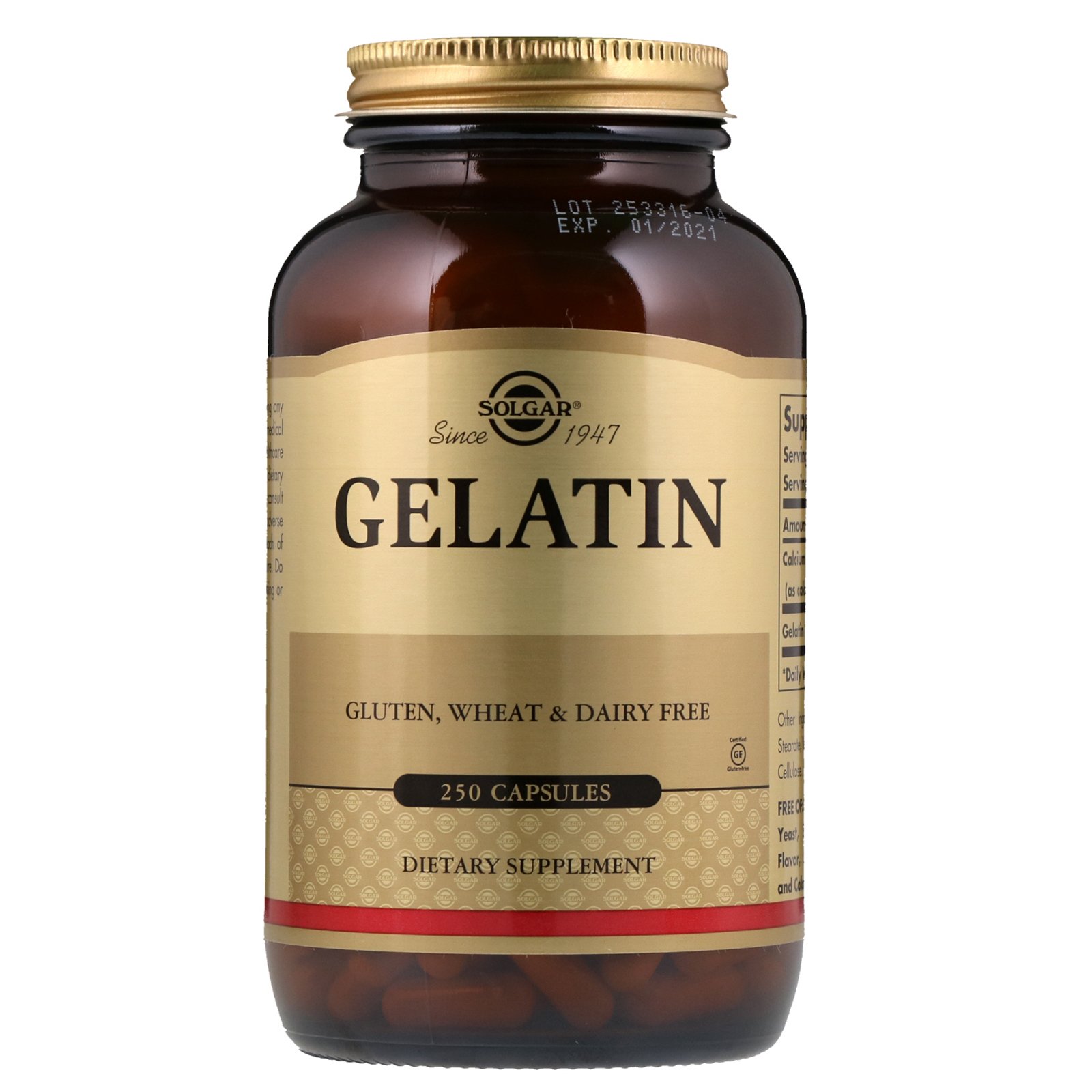 Solgar, Gelatina Natural com Carbonato de Cálcio, 250 Cápsulas