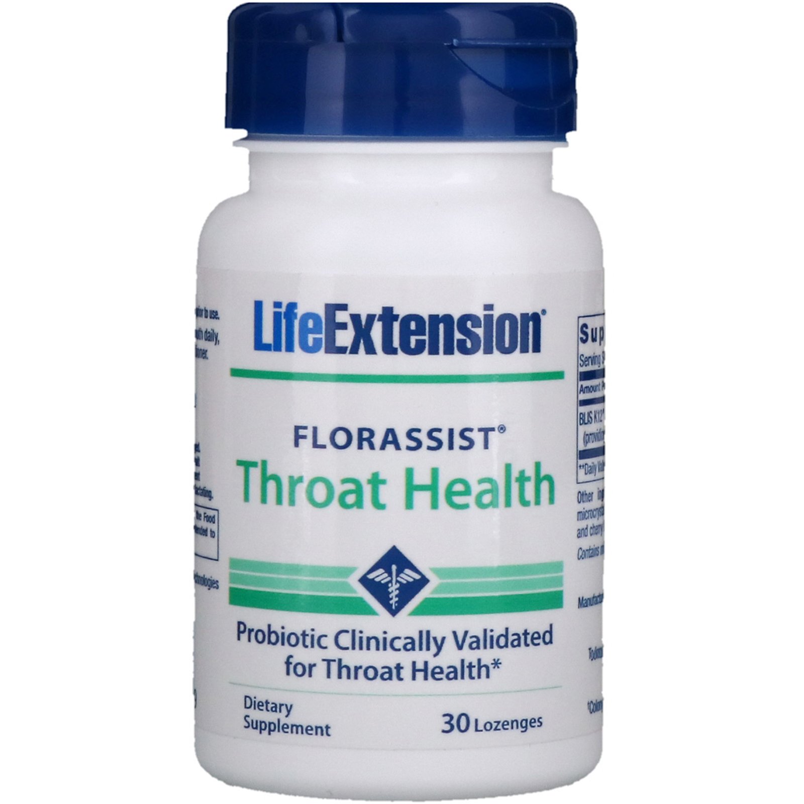 Life Extension, Florassist Throat Health, 30 pastilhas
