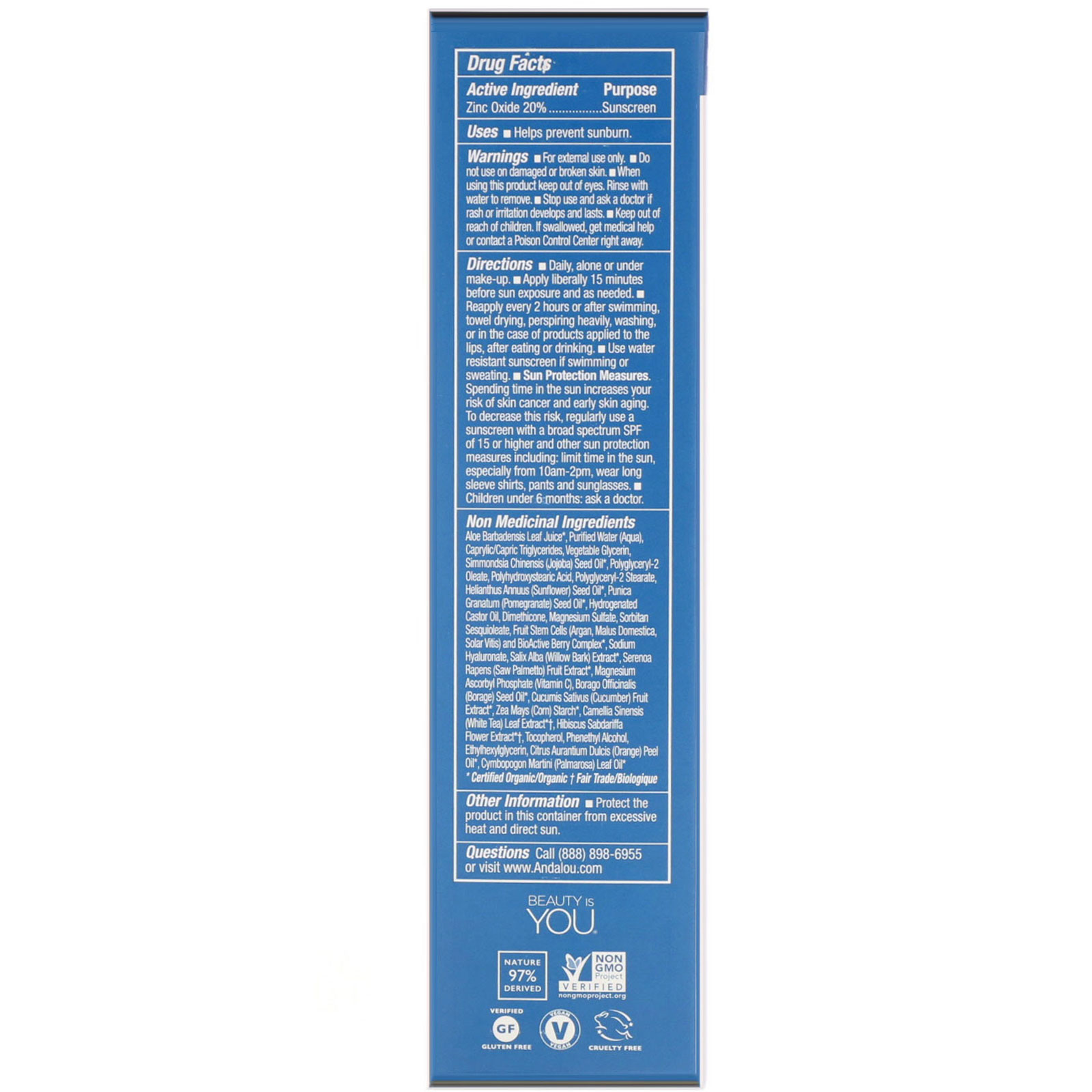 Andalou Naturals, BB Argan Stem Cell Benefit Balm, Clear Skin, SPF 30, Un-Tinted, 2 fl oz (58 ml) - Imagem 3