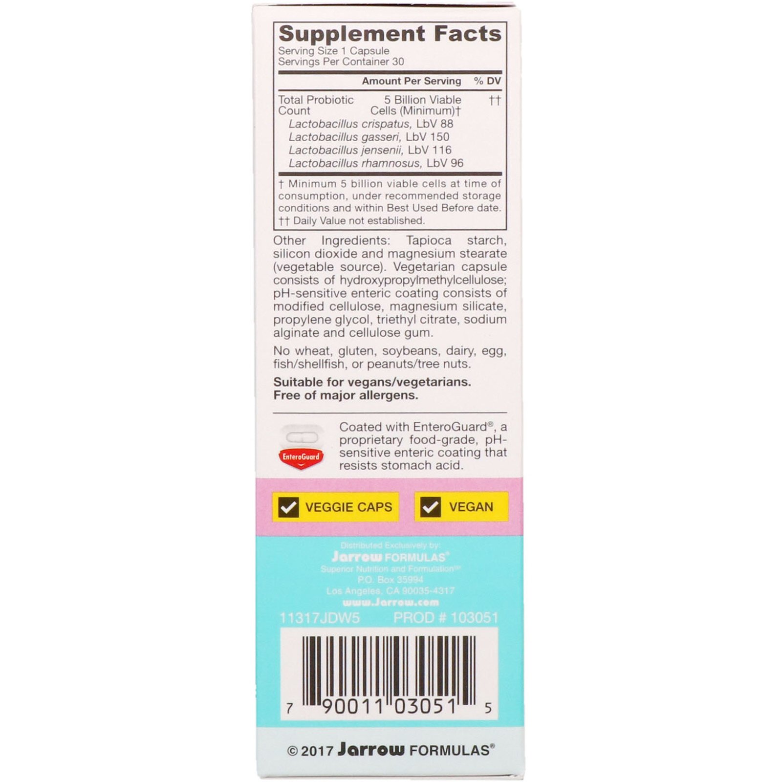 Jarrow Formulas, Jarro-Dophilus, Probiótico Vaginal, Mulheres, 5 Bilhões, 30 Cápsulas Vegetais Revestidas Entericamente - Imagem 2