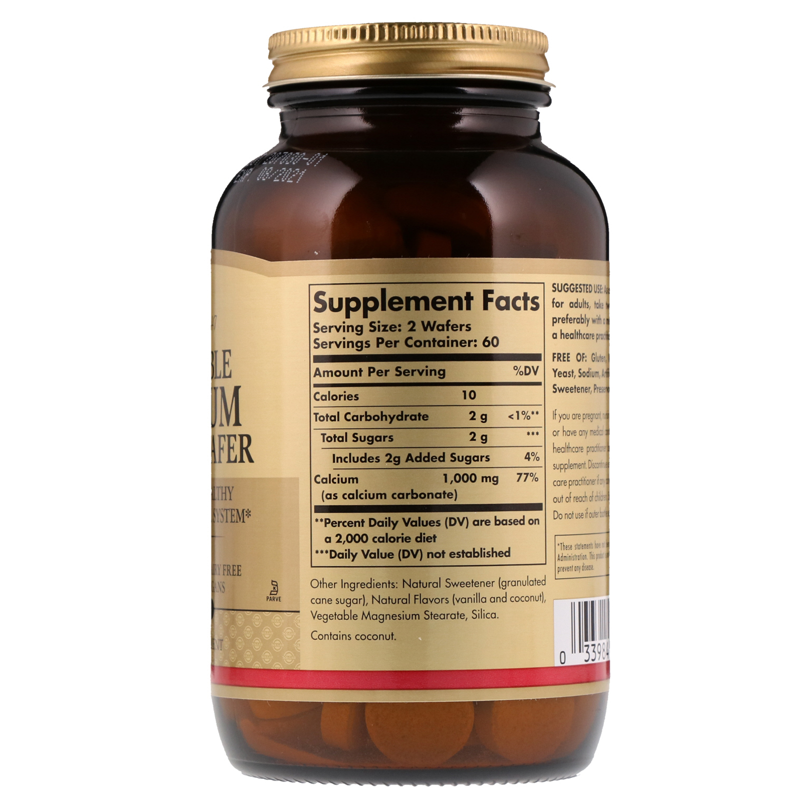 Solgar, Cálcio Mastigável, 500 mg, 120 Cápsulas - Imagem 2