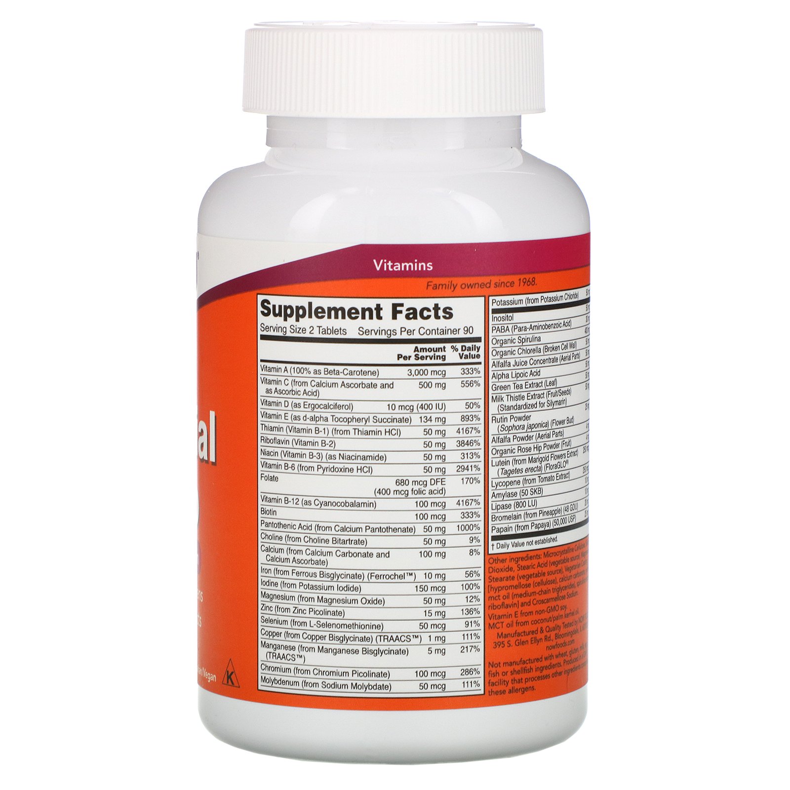 Now Foods, Special Two, Multivitamínico, 180 Comprimidos - Imagem 2