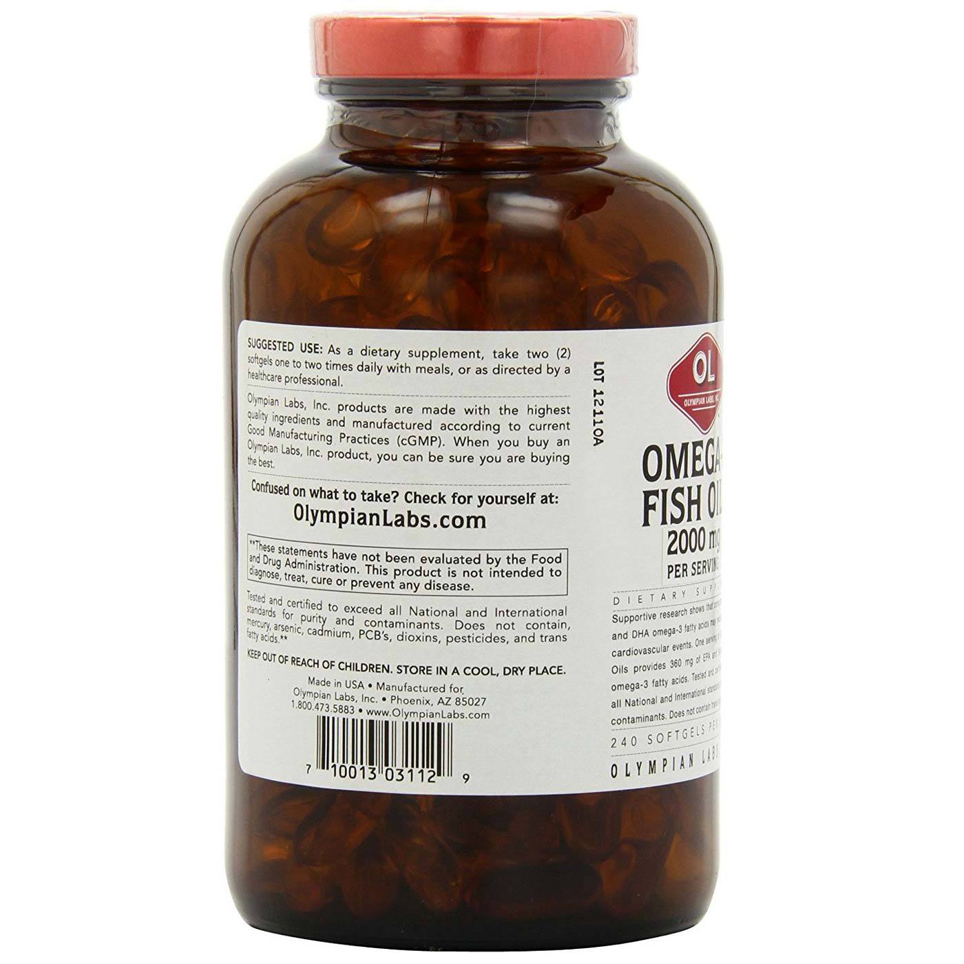 Olympian Labs, Ômega-3 de Óleo de Peixe - 240 Cápsulas - Imagem 3