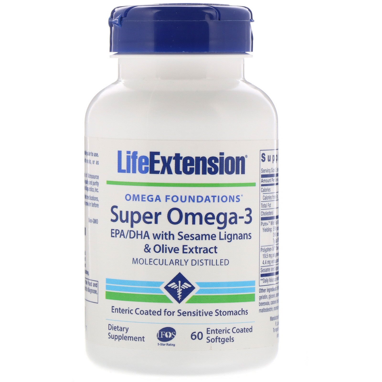 Life Extension, Omega Foundations, Super Omega-3, 60 Cápsulas Gelatinosas de Revestimento Entérico
