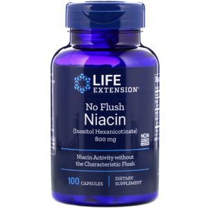 Life Extension, Niacina sem rubor, 800 mg, 100 cápsulas