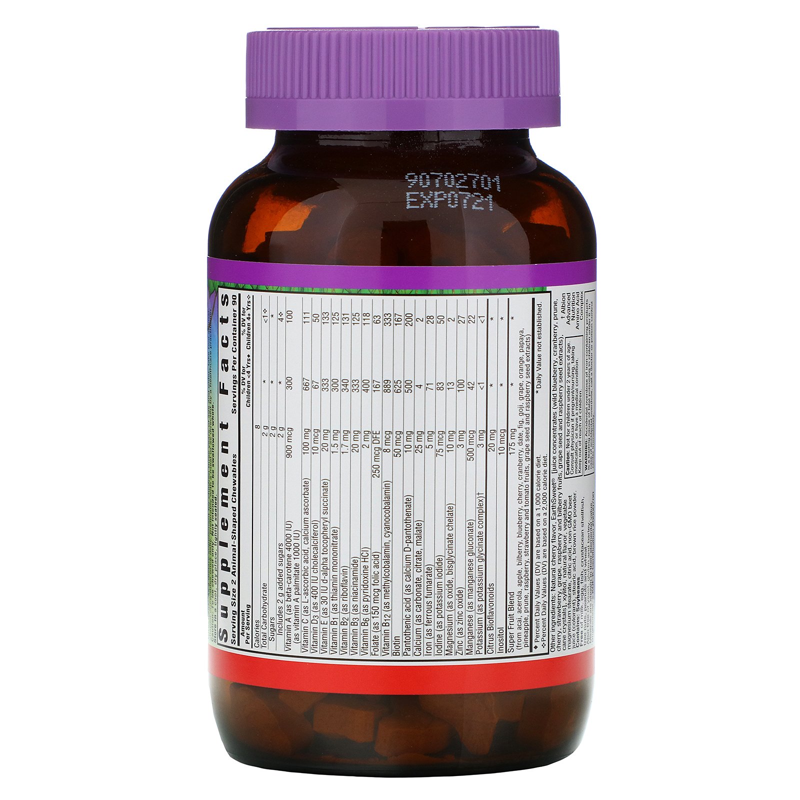 Bluebonnet Nutrition, Rainforest Animalz, Complete Daily Whole Food-Based Nutrition, Cherry Flavor, 180 Chewables - Imagem 2