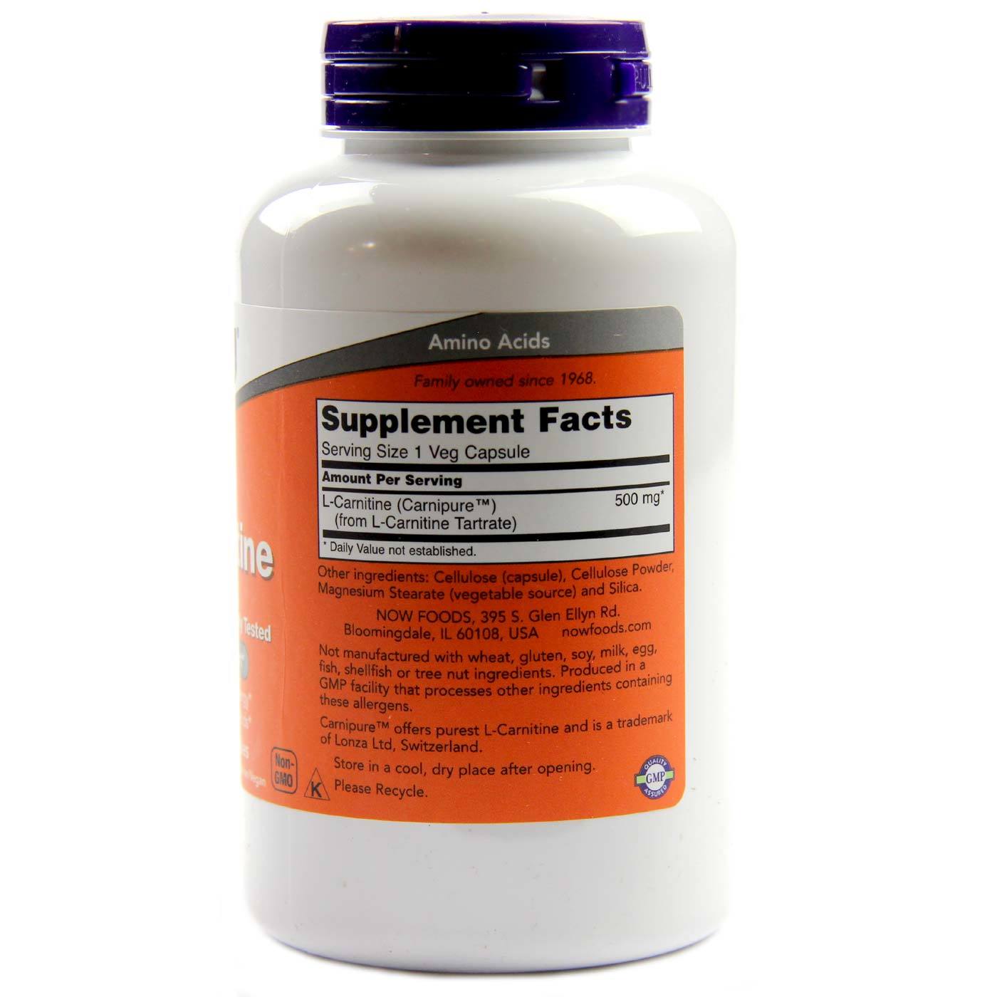 Now Foods, L-Carnitina 500 mg - 180 Cápsulas Vegatarianas - Imagem 2