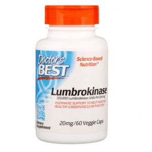 Doctor's Best, A Melhor Lumbroquinase, 20 mg, 60 Cápsulas