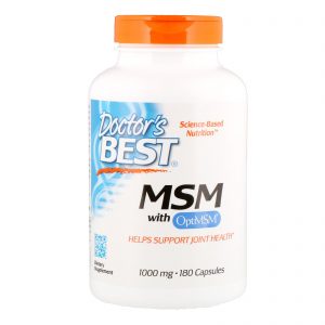 Doctor's Best, MSM com OptiMSM, 1.000 mg, 180 Cápsulas