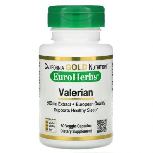 California Gold Nutrition, Valeriana, EuroHerbs, 500 mg, 60 Cápsulas Vegetais