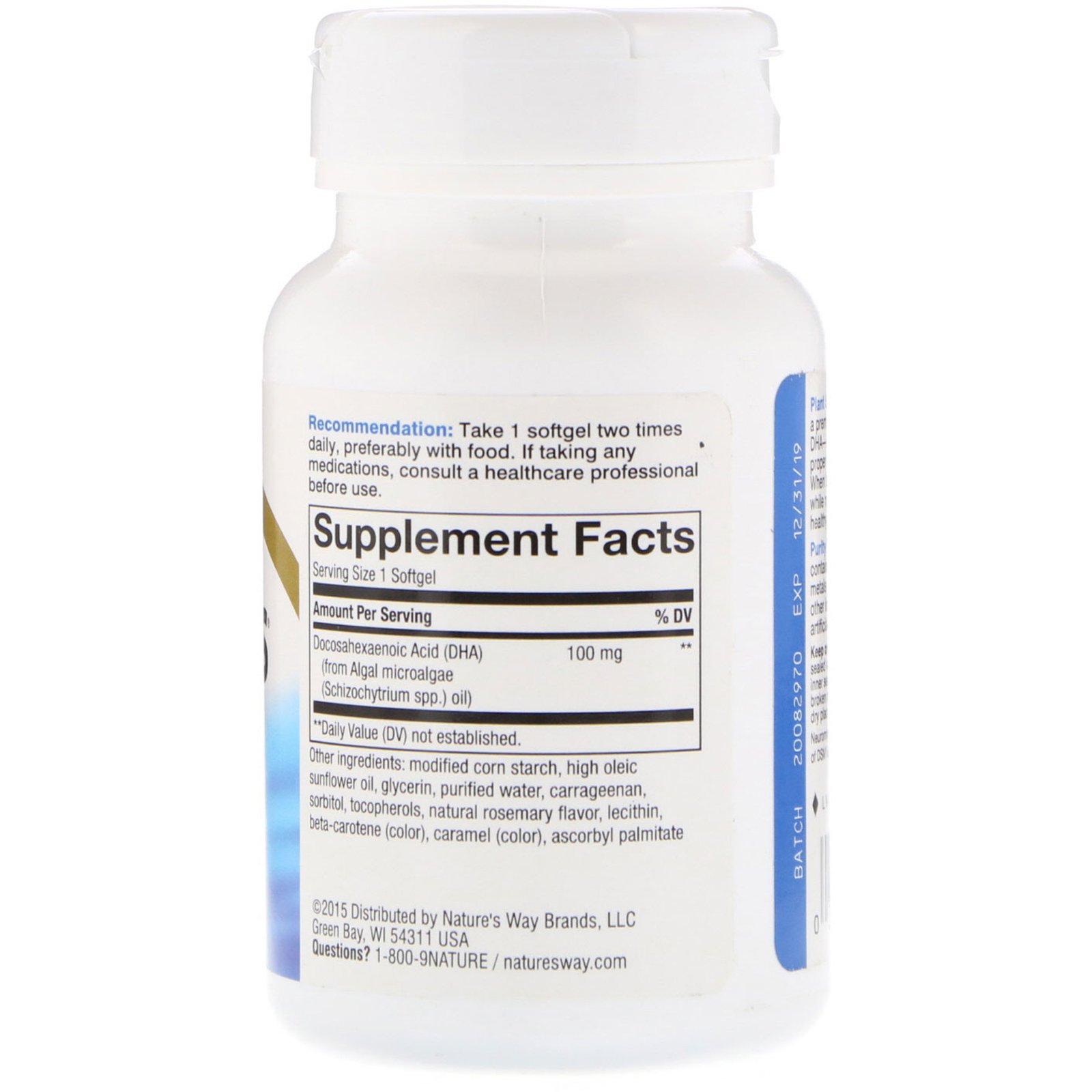 Nature's Way, EfaGold, Neuromins, 100 mg, 60 Vegetarian Softgels - Imagem 2