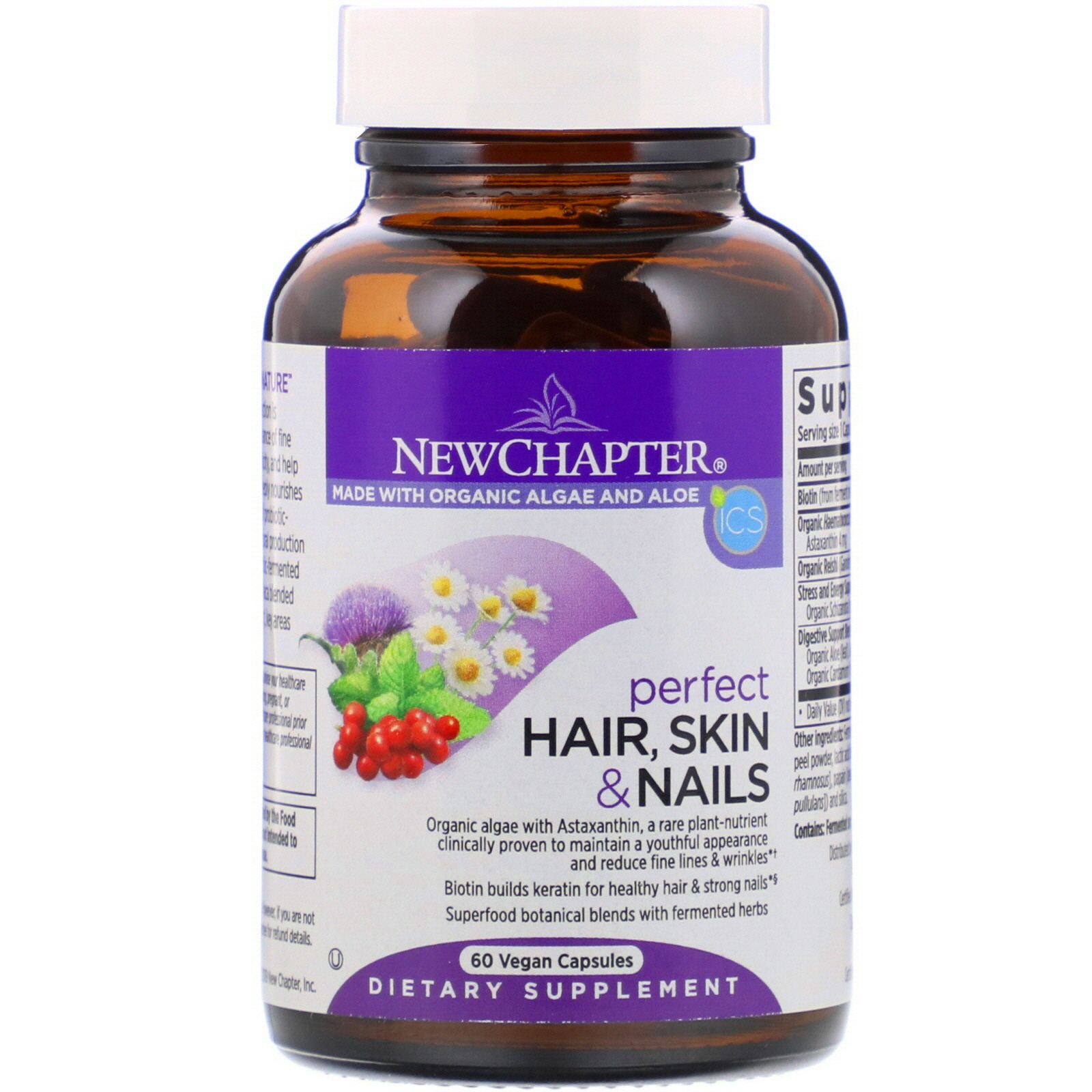 New Chapter, Perfect Hair, Skin & Nails, 60 Vegan Capsules - Imagem 3